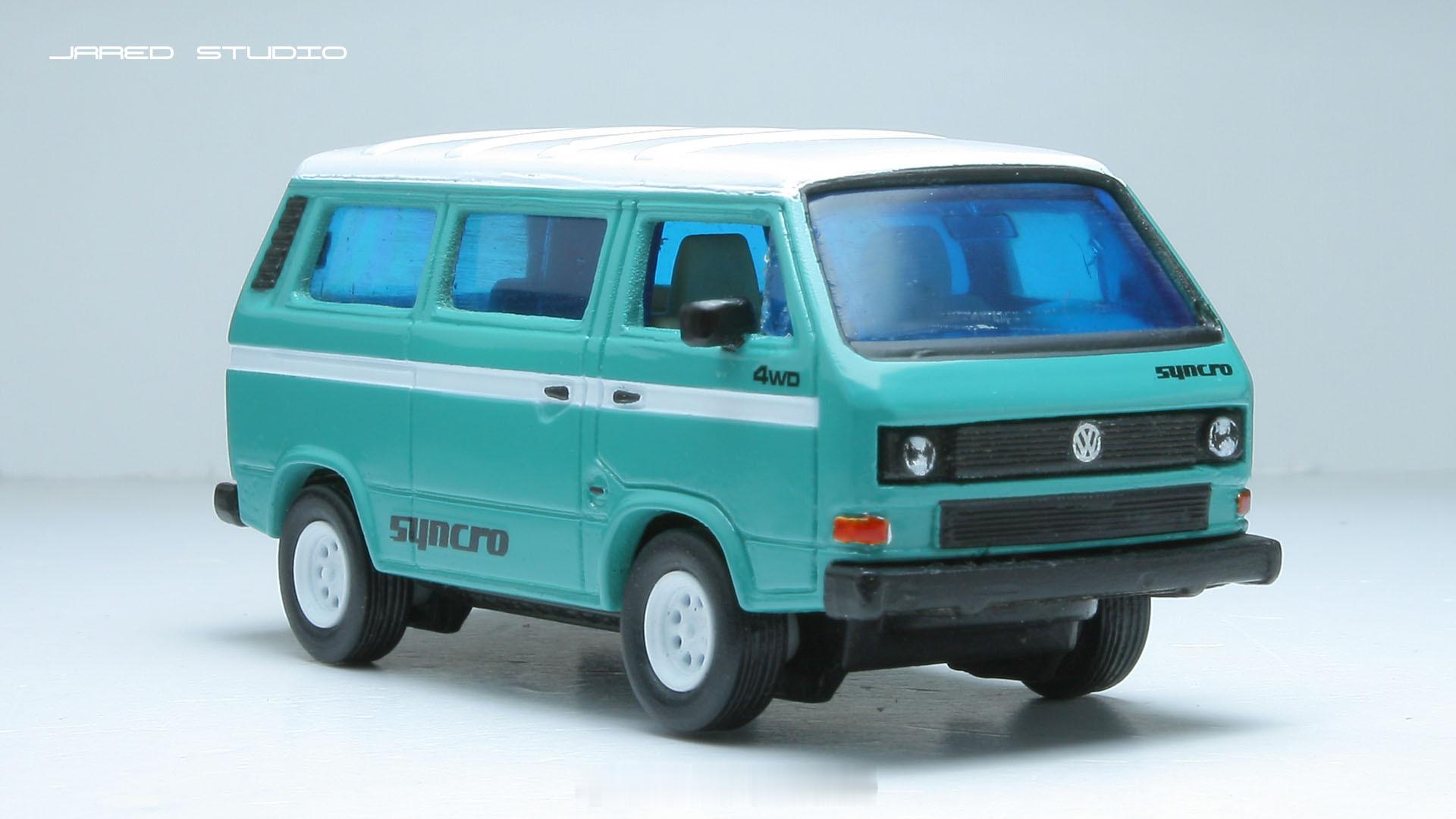 matchbox火柴盒大众T3小比例车模 完工一辆老火柴盒大众T3改色，封堵警灯