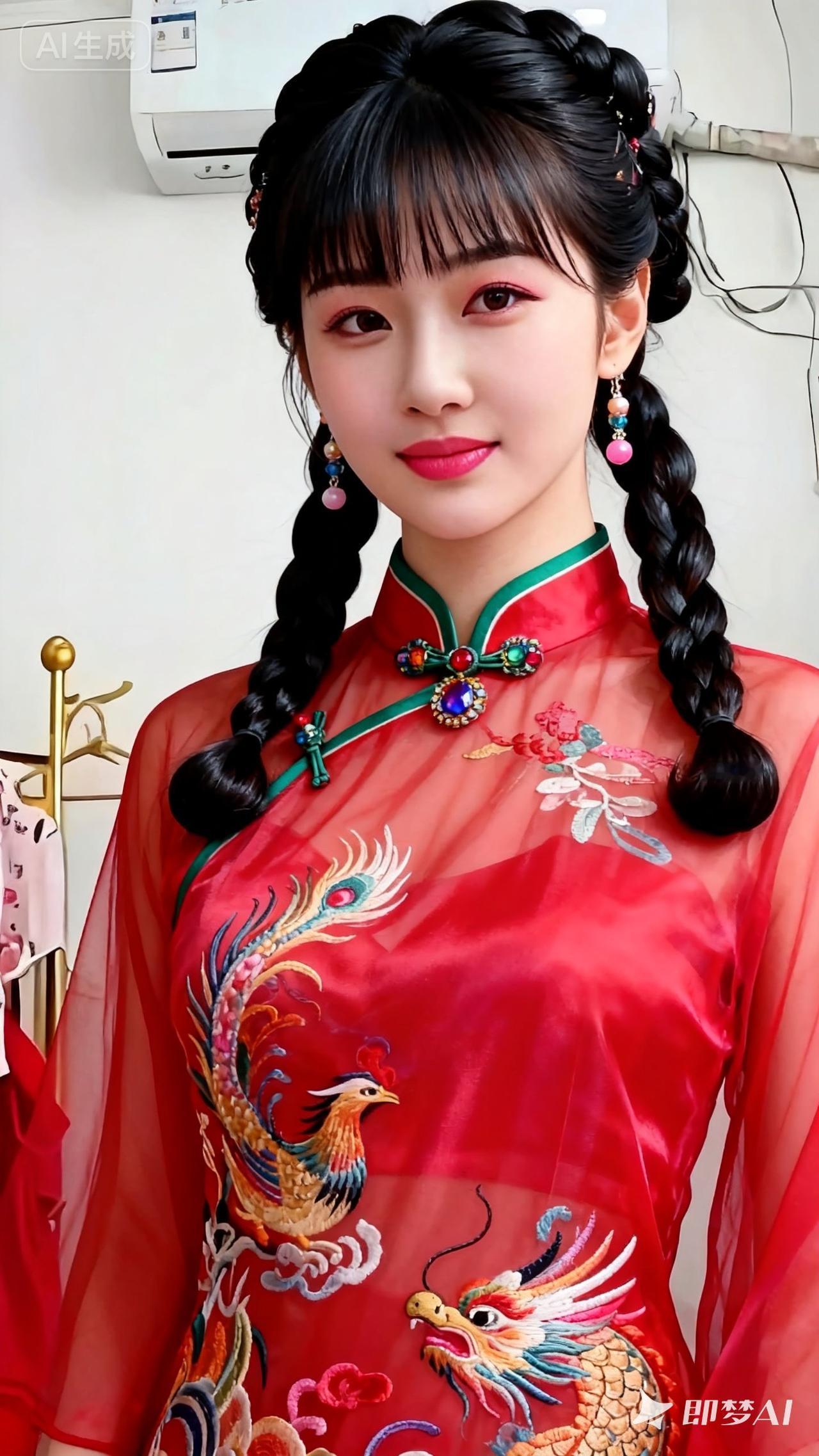 惊艳的汉服造型，红衣金凤，古典优雅！🌸💃