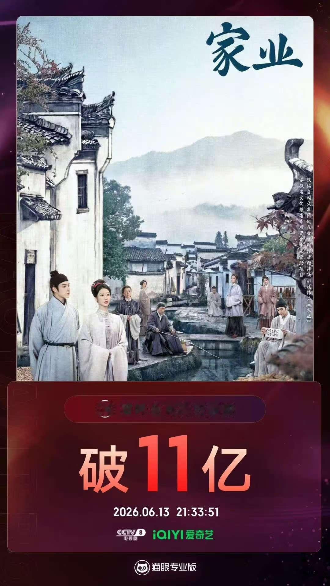 家业有效播放量破11亿杨紫家业全网有效播放量11亿  全网有效播放量破11亿啦《