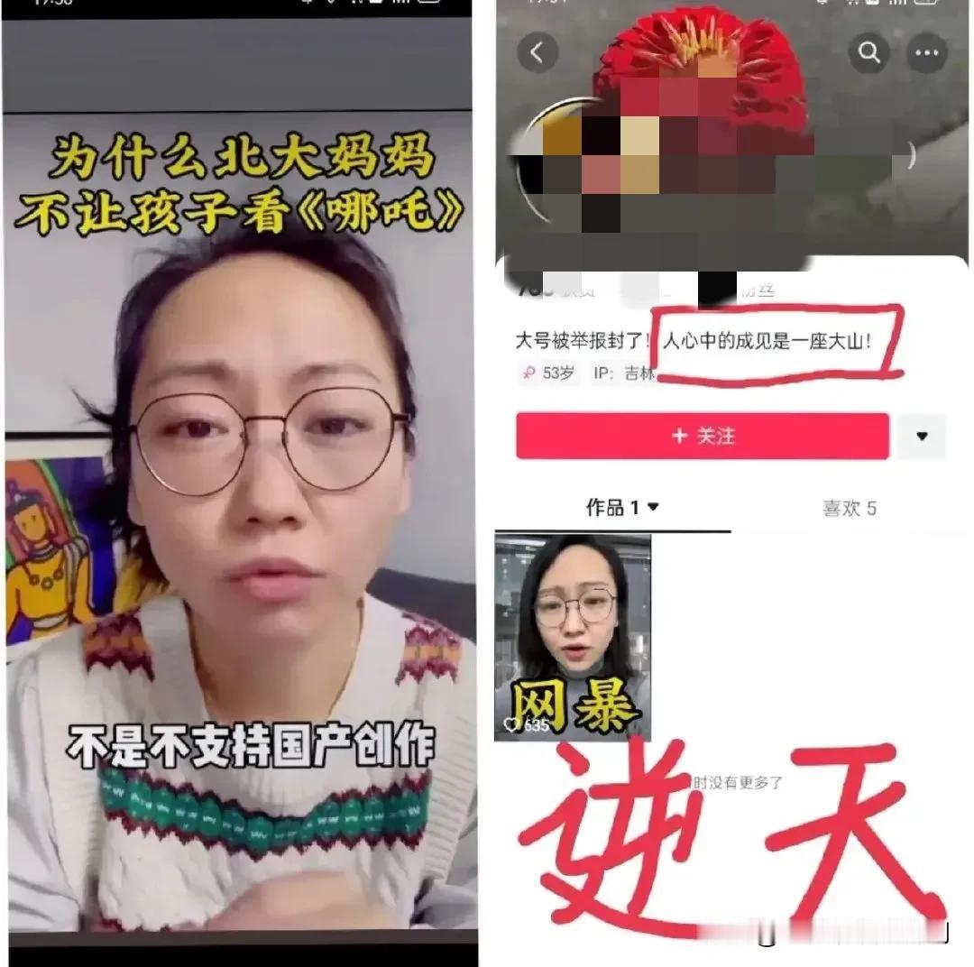 “北大龙妈”在个人社交平台上举报电影《哪吒2》，认为其内容不适合孩子观看。（据说