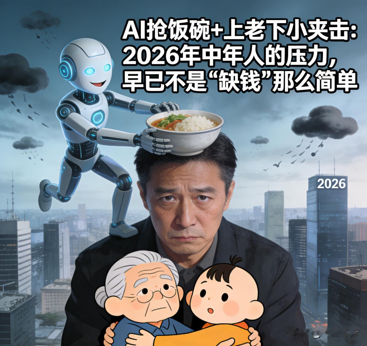 AI抢饭碗+上老下小夹击：2026年中年人的压力，早已不是“缺钱”那么简单
 