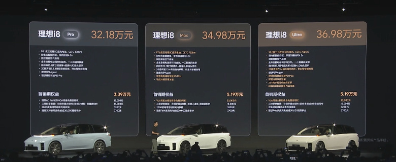 理想i8的正式售价来了，3款配置车型：• Pro版：售价32.18万元。搭载90