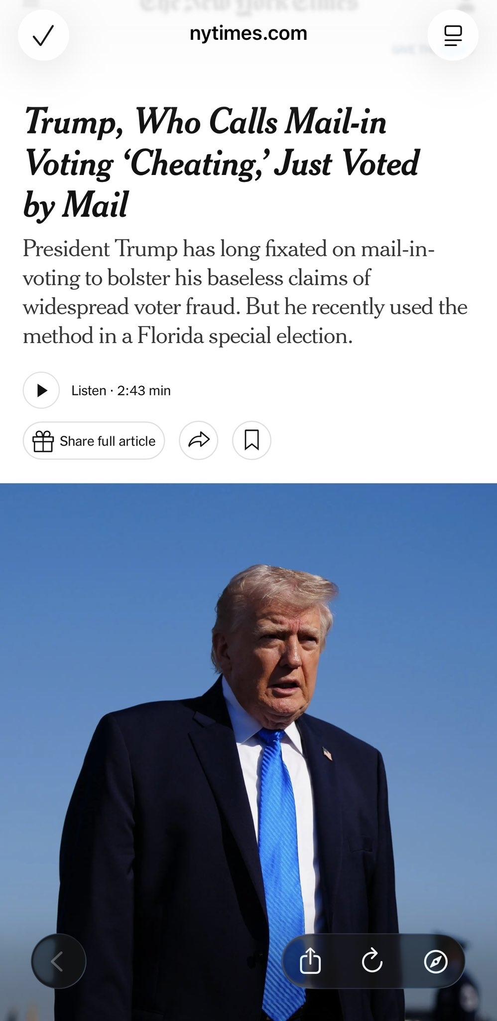 宽于律己，严以待人

一直在骂邮寄投票是舞弊、要求立法禁止邮寄投票的川普，再一次