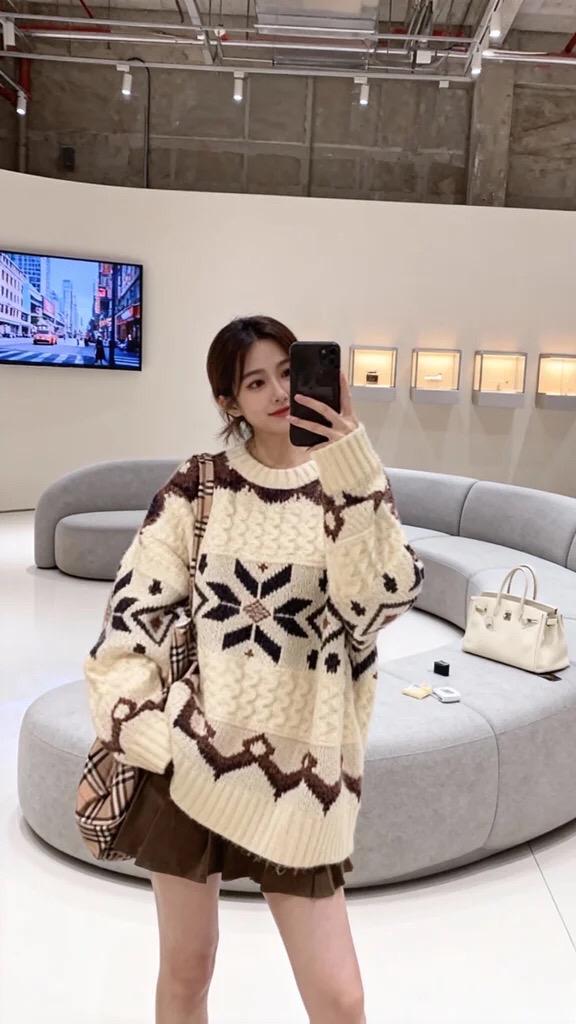 加厚毛衣慵懒松弛感上衣宽松 慵懒风穿搭 显高显瘦 温柔穿搭