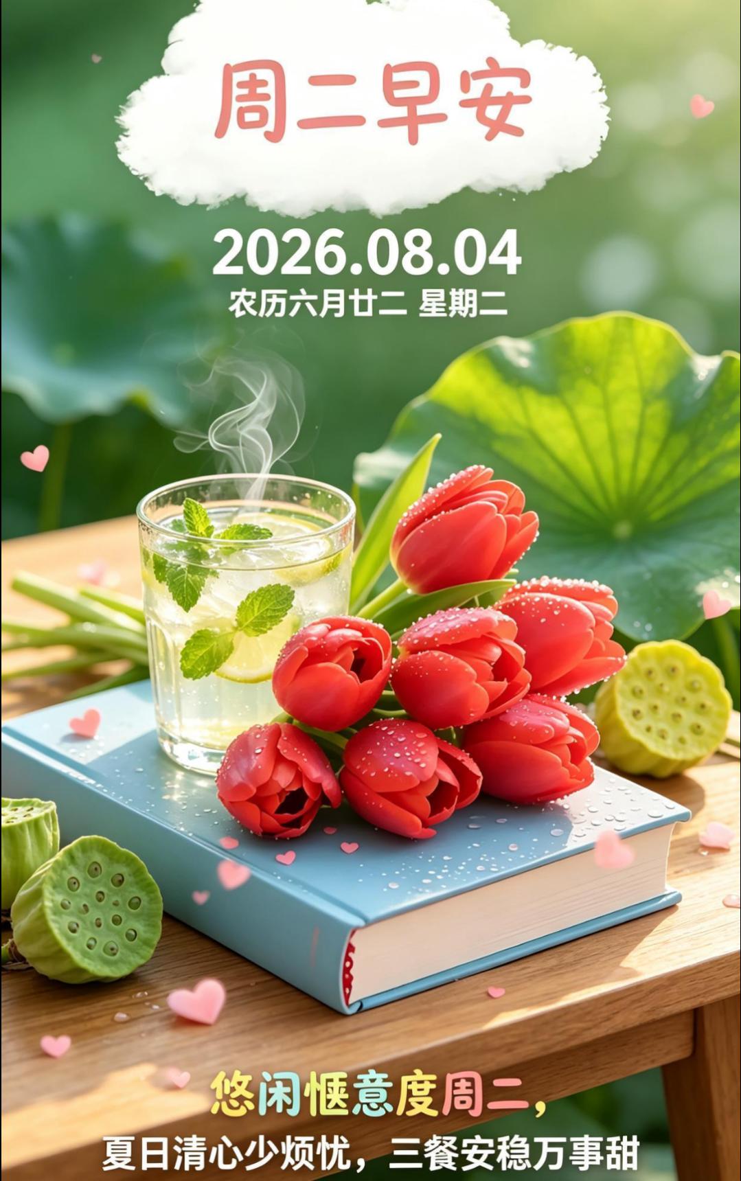 🔆🌈周二早安！烈日炎炎开启新的一天，携一份美好期许，默默送上暖心祝愿，愿清风