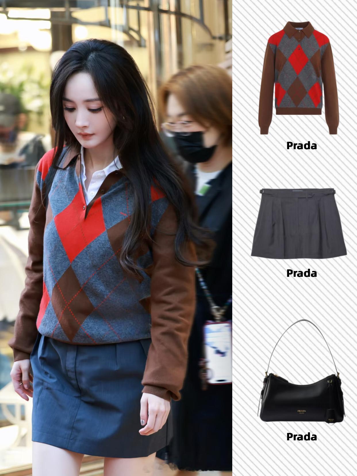 杨幂一身Prada私服探店，经典秋冬配色很有氛围感 ​​​