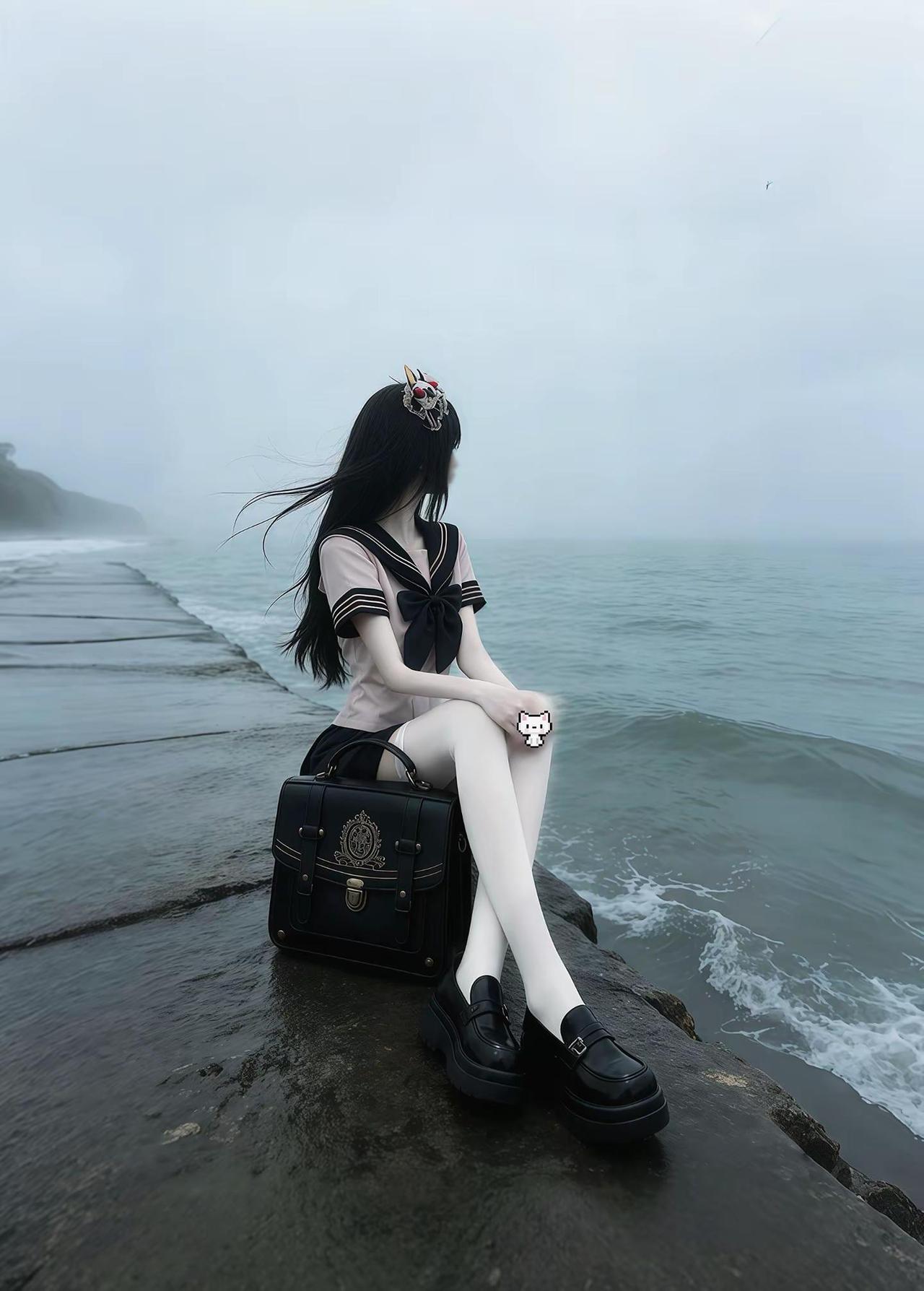 雾气爬上镜面，模糊了镜中人的眼睛水手服 JK 正常穿搭没有低俗引导 正常穿搭无暗