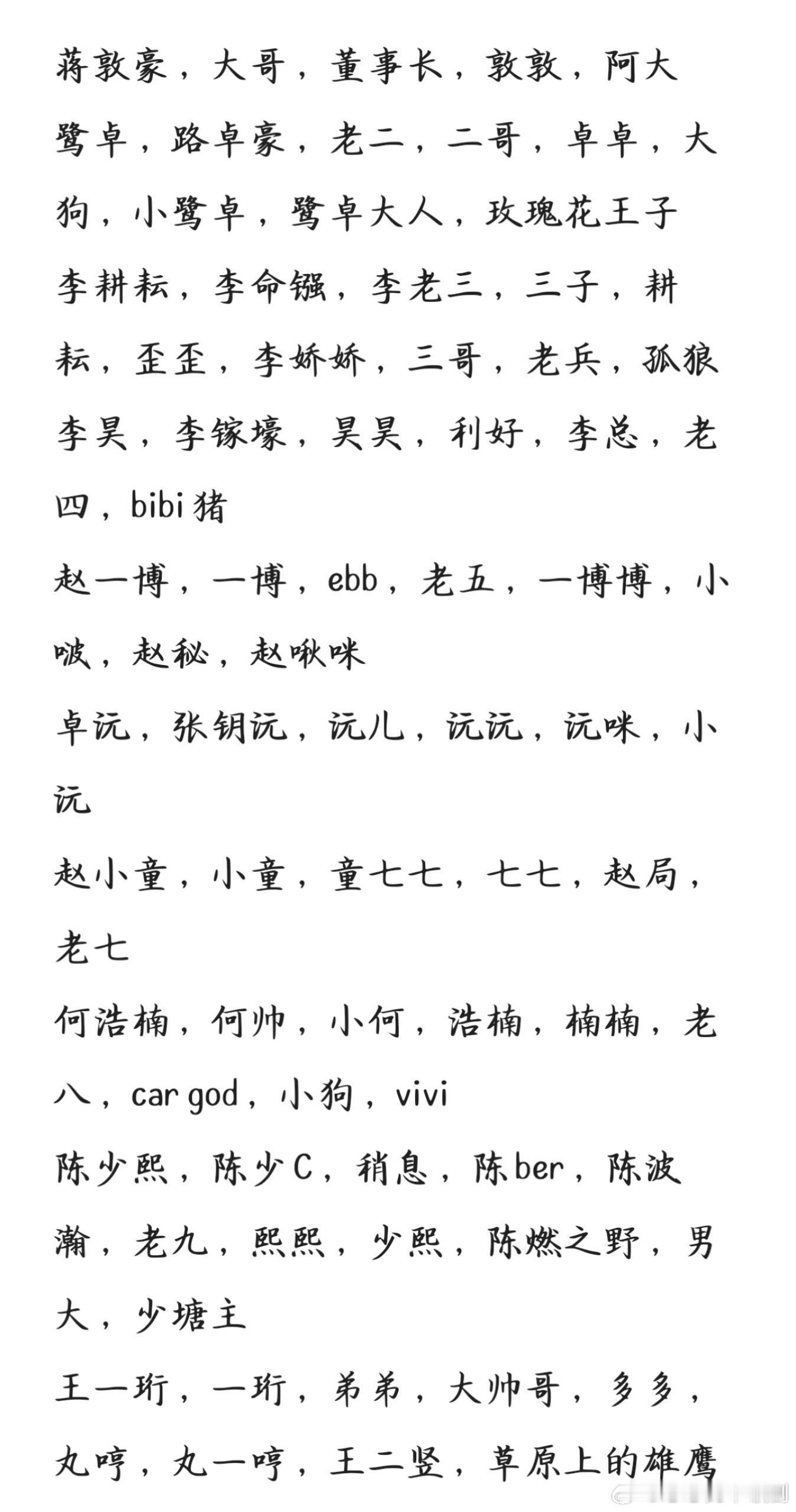 十个勤天哥几个叫法是真多hhh欢迎补充二编：蒋敦豪，大哥，董事长，敦敦，阿大，鸡