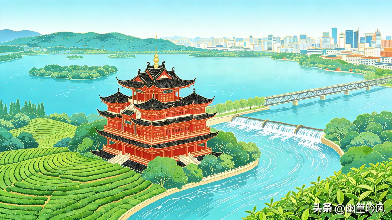 它有独一份的诗意山水，西湖免费敞开怀抱，三面云山一面城，苏堤春晓、断桥残雪勾勒出