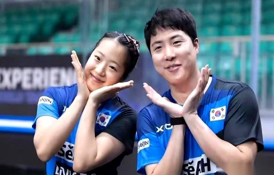 韩国混双第一组合，林钟勋和申裕斌。
刚拿下WTT卢布尔雅那站冠军，女方申裕斌那边