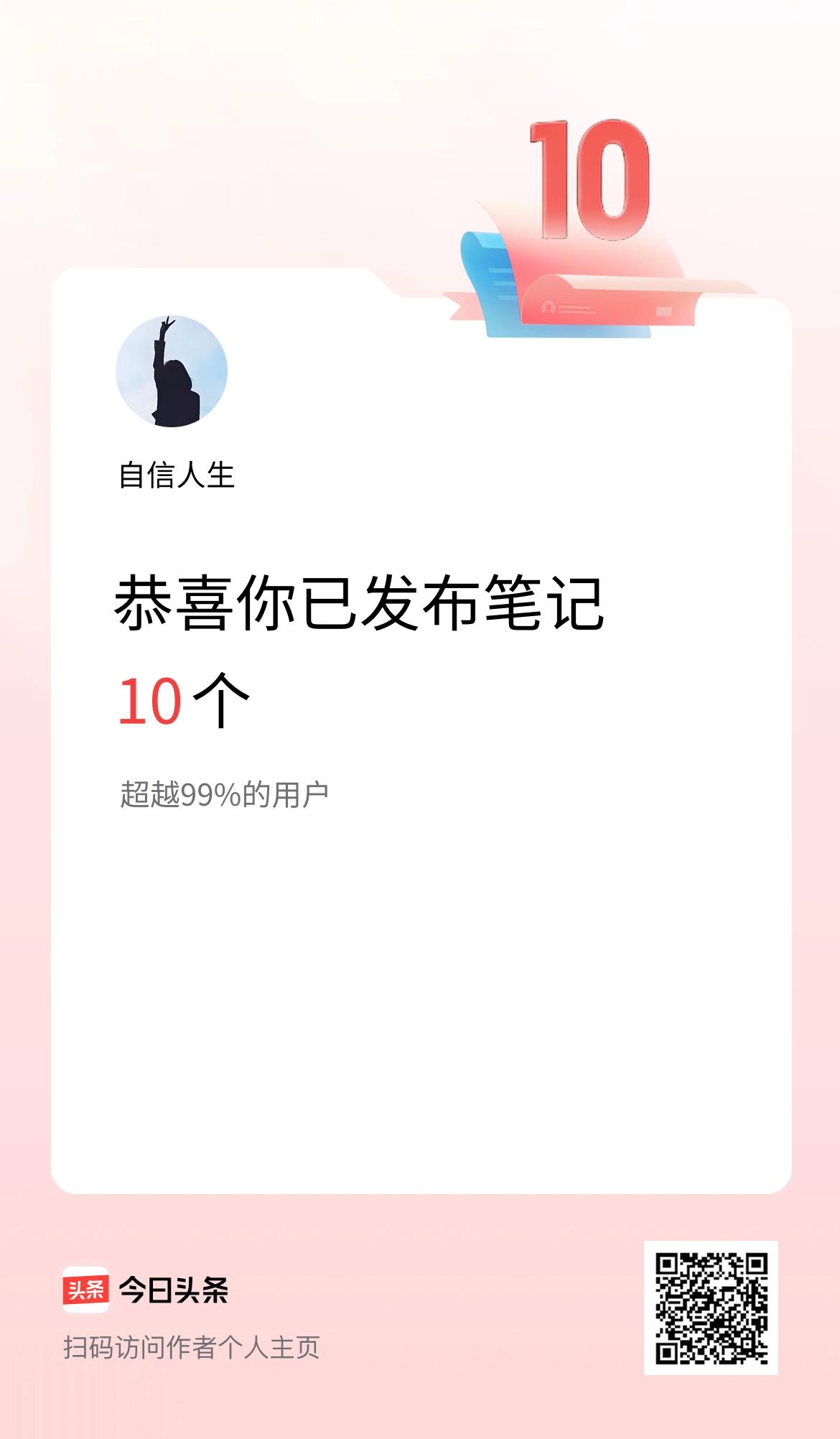 我在头条累计投稿笔记10个