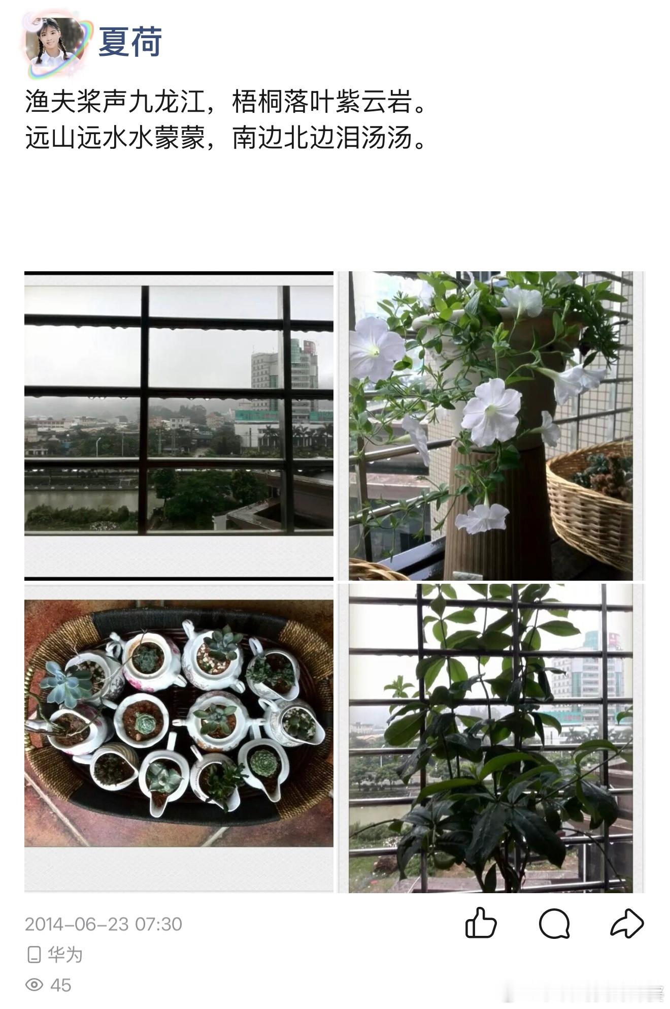 2014年6月23日QQ日记渔夫桨声九龙江，梧桐落叶紫云岩。远山远水水蒙蒙，南边