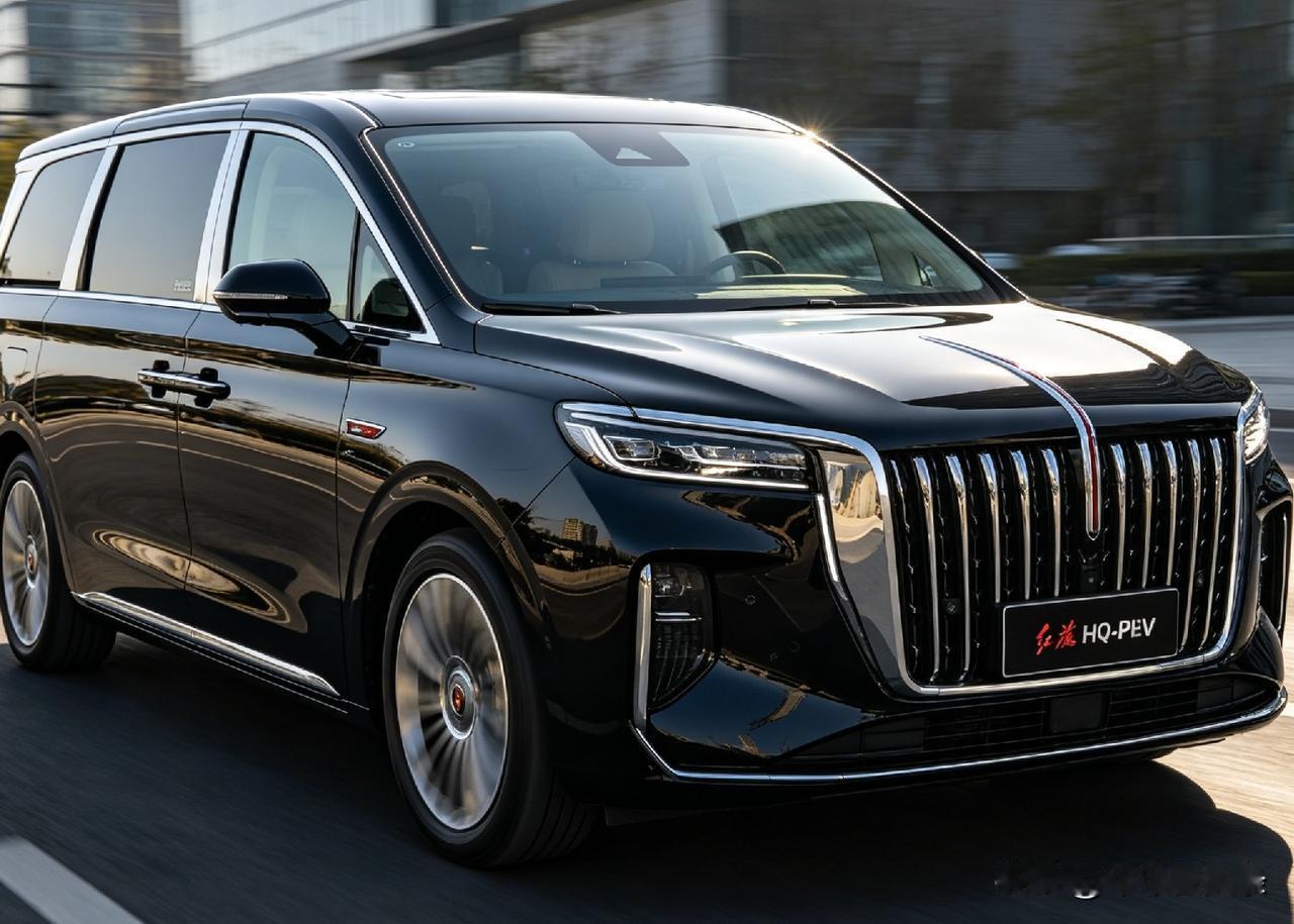 红旗HQ9 PHEV，33.88万起的豪华混动MPV 。直瀑格栅+5.2米车身，