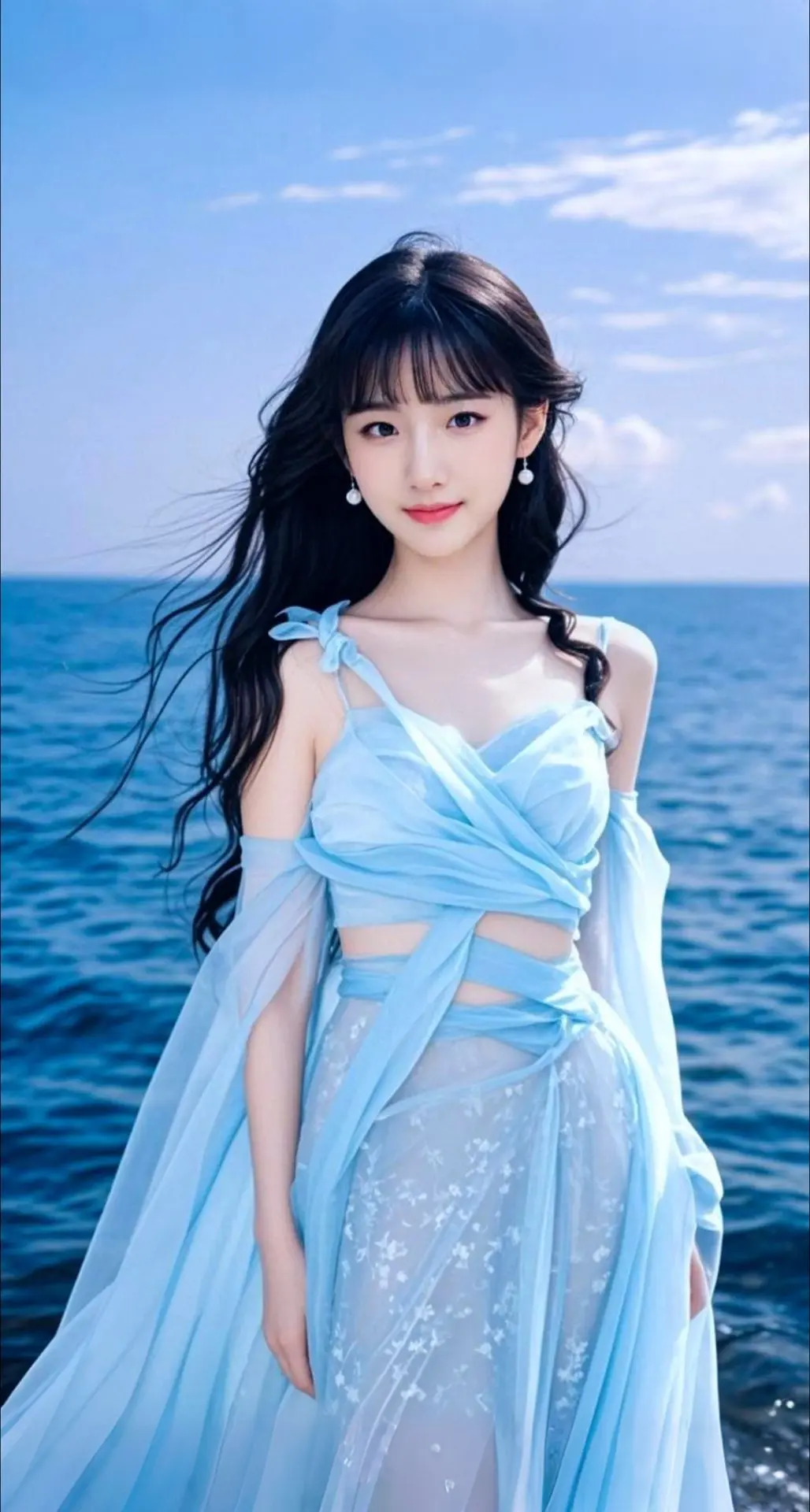 AI扩图 AI海蓝佳人