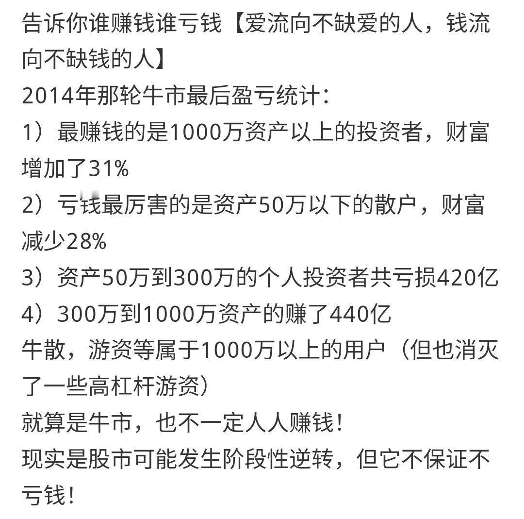 爱流向不缺爱的人，钱流向不缺钱的人