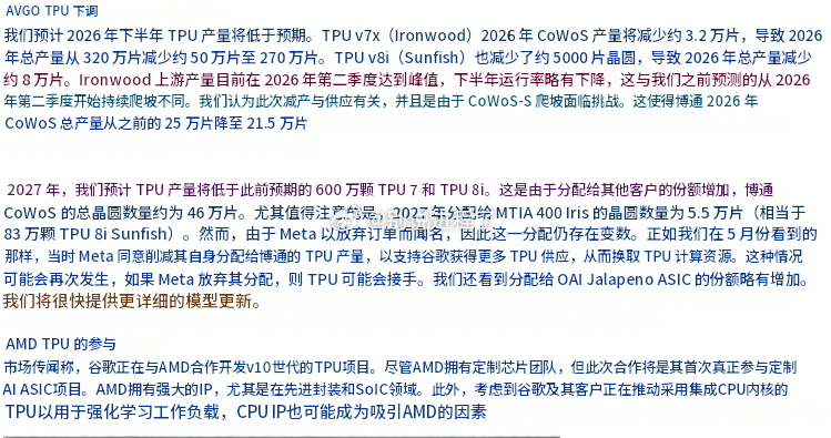 博通正在失去市场份额，据SemiAnalysis报道，谷歌正在与AMD合作开发v