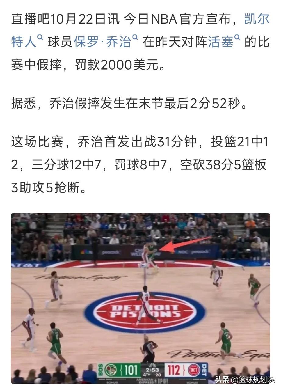 NBA假摔要罚款2000美元？保罗乔治真是悲催。

保罗乔治在凯尔特人的首秀，拿
