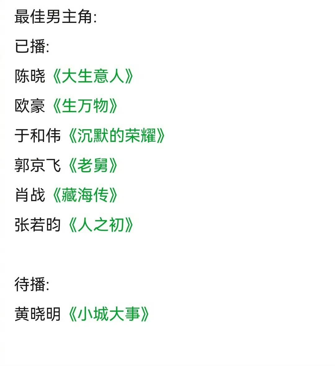 2026白玉兰奖预测杀疯了！视帝视后候选名单曝光，神仙打架太刺激
 
谁看了20