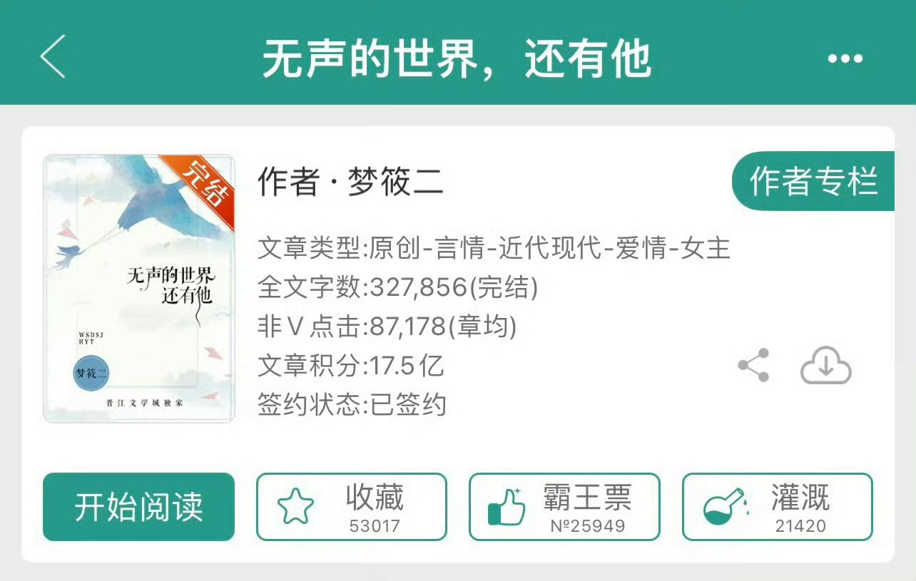 小说推荐：《无声的世界，还有他》 作者:梦筱二简评：清冷哑女vs温柔律师，双向奔