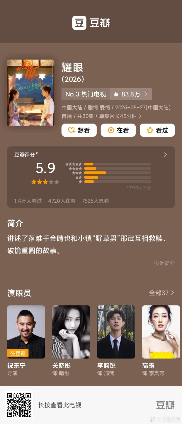 耀眼开分5.9竟然没及格感觉高了还是低了