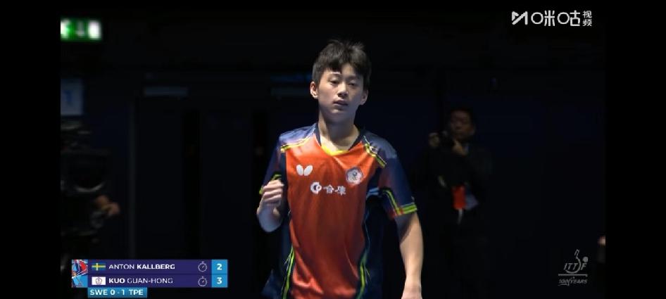 天啊！17岁的中国台北乒乓球小将郭冠宏一战成名啦！在2026年世乒赛男团1/4决