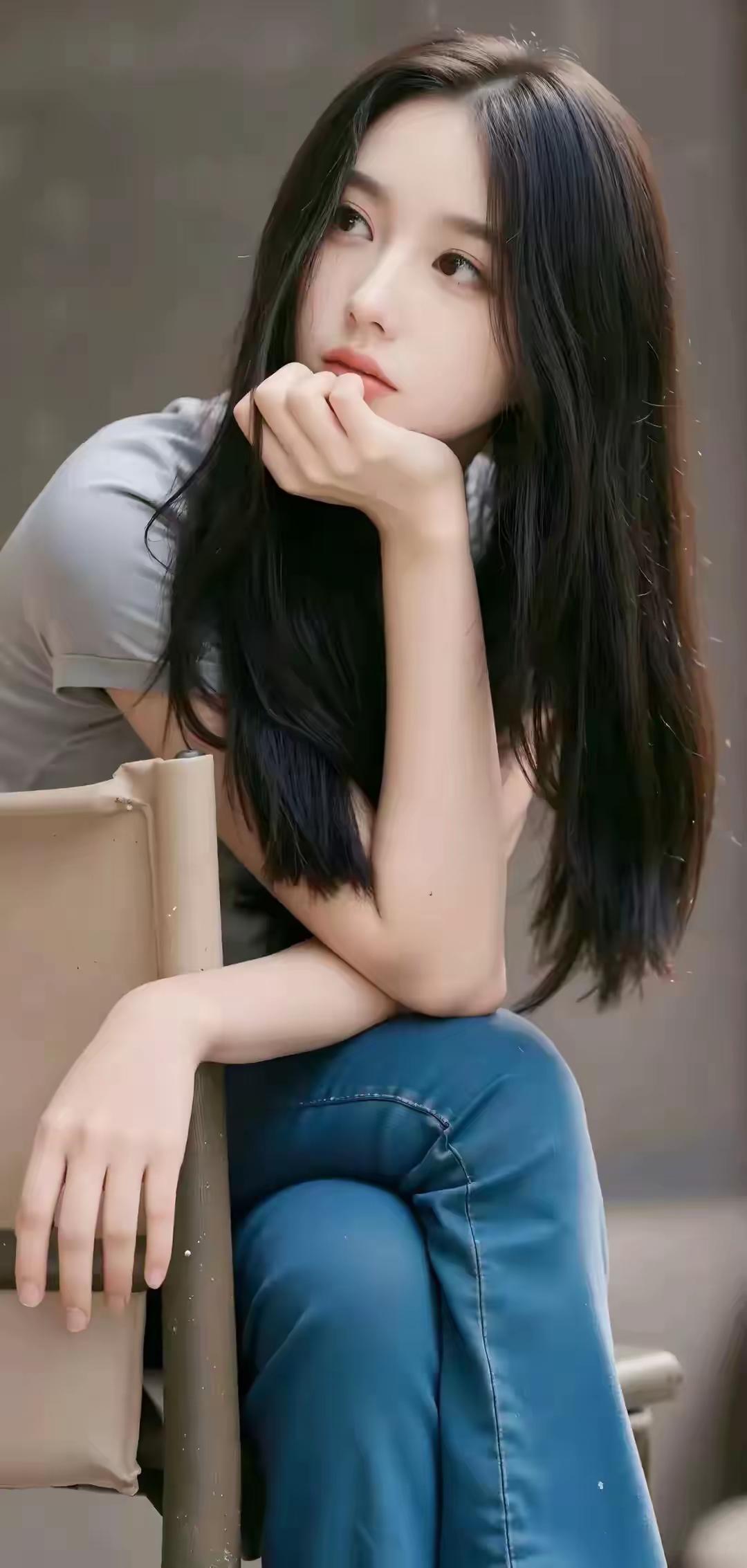 沉思的少女，静谧的午后，浅浅的微笑美少女的微笑 沉思静谧氛围