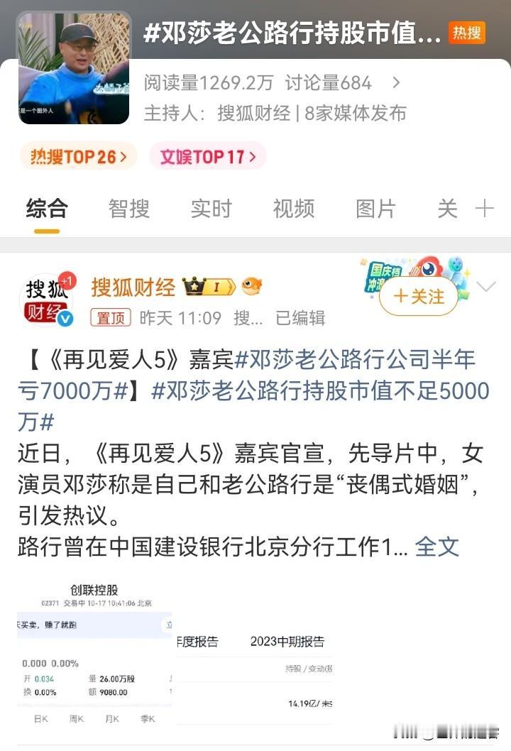 豪门梦破碎？组合上节目为哪般？

得知富豪不是真富豪，转头就上离婚节目？
邓沙和