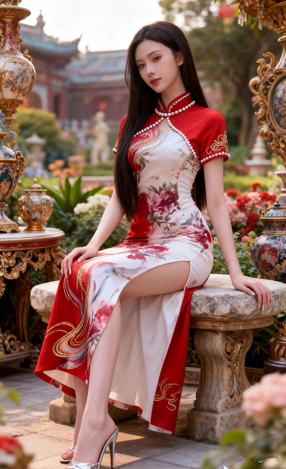 改良旗袍美女穿搭旗袍风气质穿搭 温婉旗袍穿搭