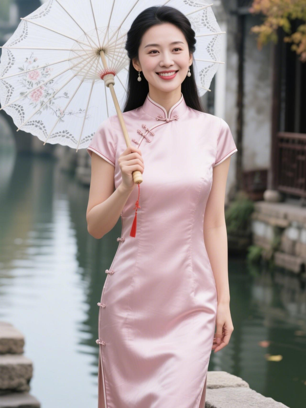 《旗袍：岁月缝的诗》
 
一寸一寸，裁下江南的云影
盘扣轻绾，是时光打的结
斜襟