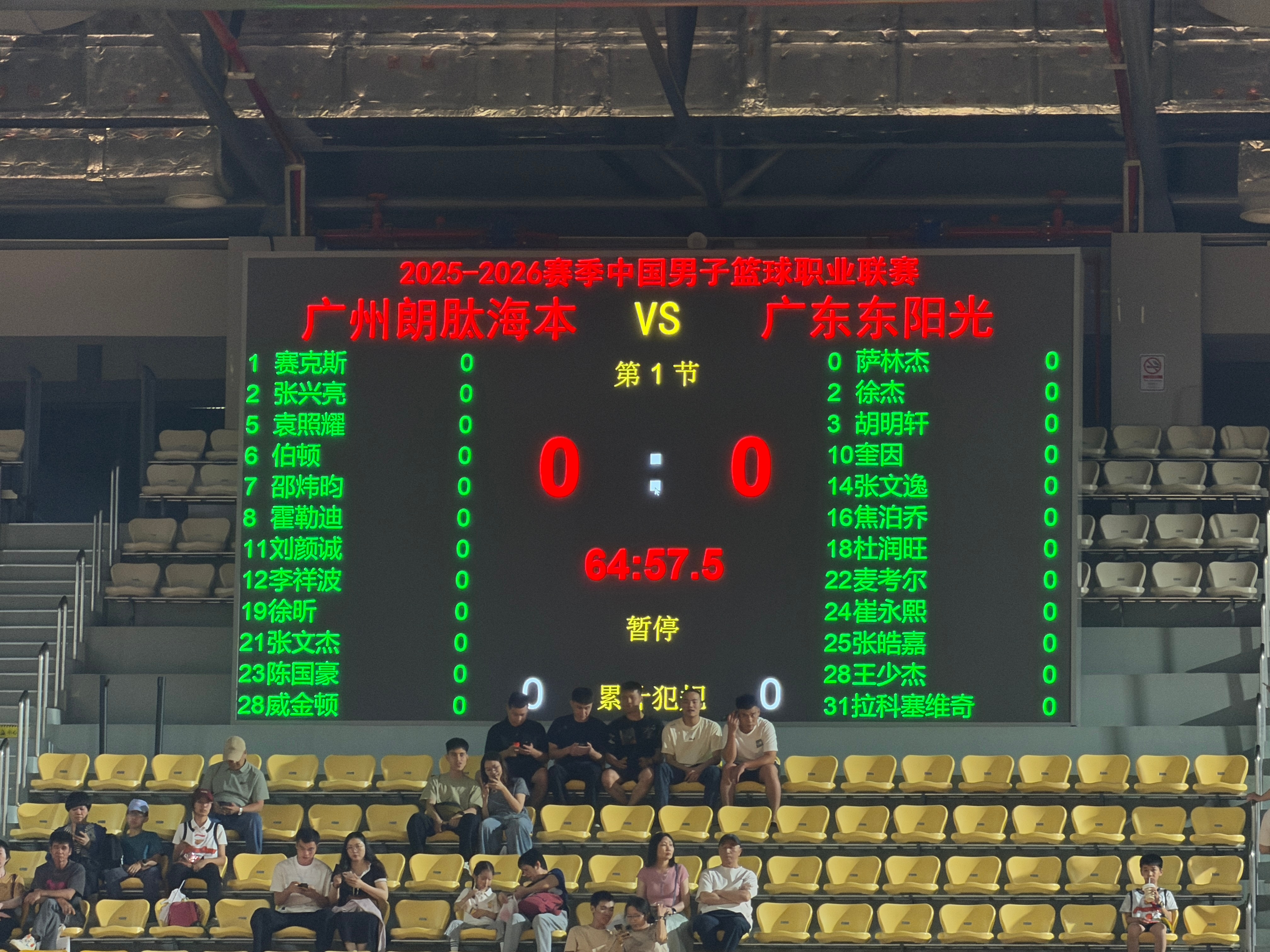 本场大名单广州男篮vs广东男篮 广州·华南农业大学综合体育馆