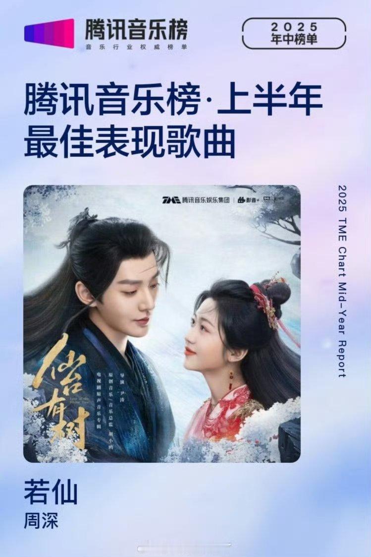邓为《仙台有树》主题曲《若仙》获得腾讯音乐榜上半年最佳表现歌曲，恭喜！🎉 ​​