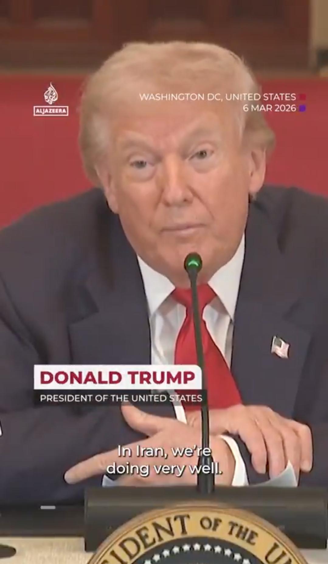 新闻快讯——美国总统唐纳德·特朗普称，伊朗的陆军、海军、通信系统及领导层已“不复