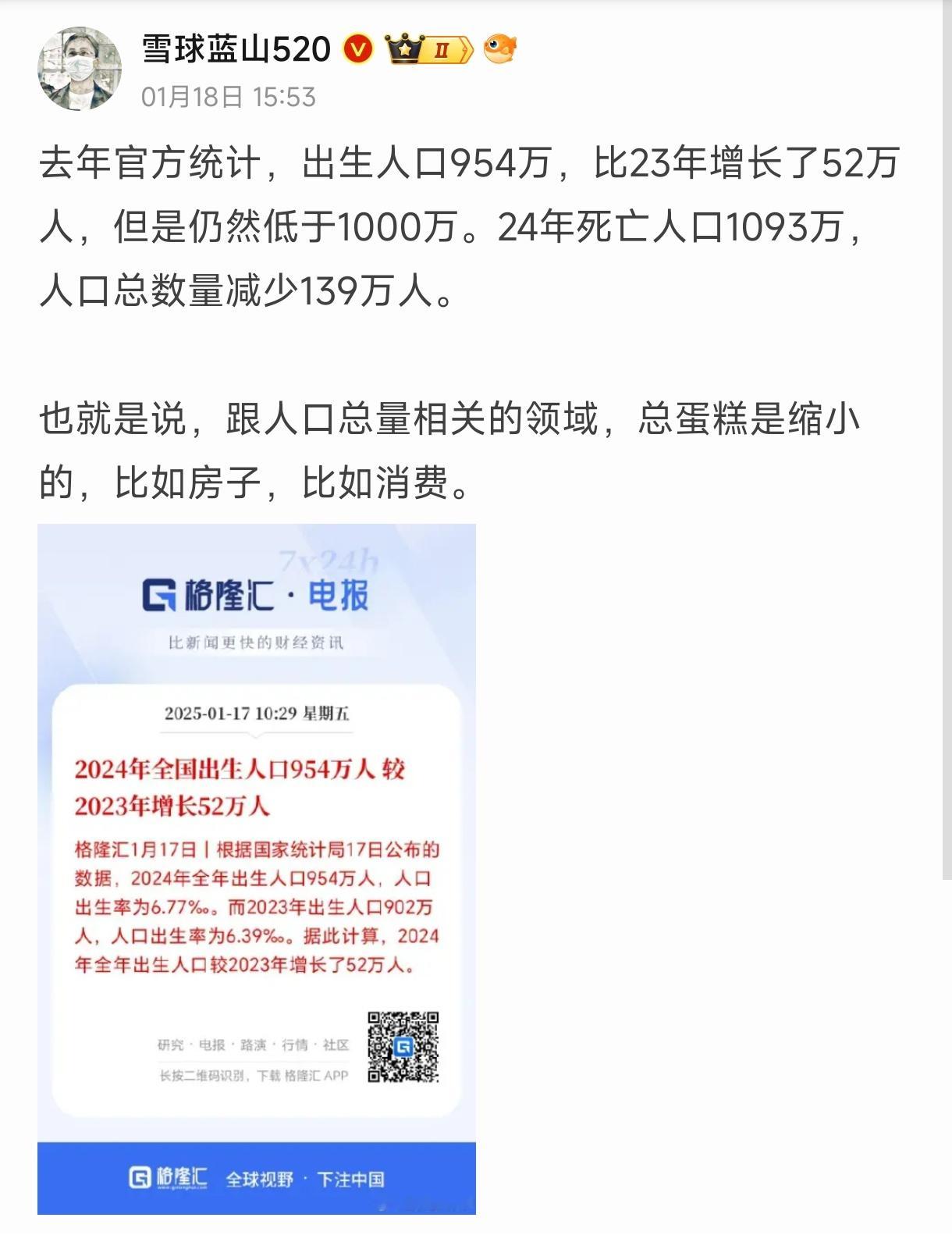 人口问题是最大的灰犀牛，可惜很多人（尤其是国师们）没有意识到这件事儿的严重性，未