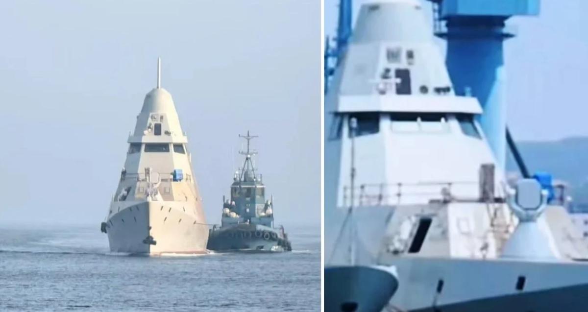 近日，美国军事网站“防务博客”关注到一艘解放军试验军舰，称其甲板上原本疑似搭载导