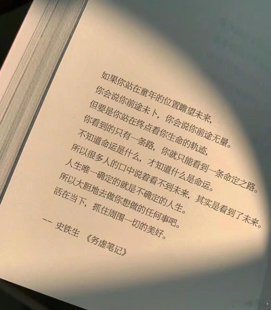 如果你站在童年的位置瞻望未来，你会说你前途未卜，你会说你前途无量。但要是你站在终