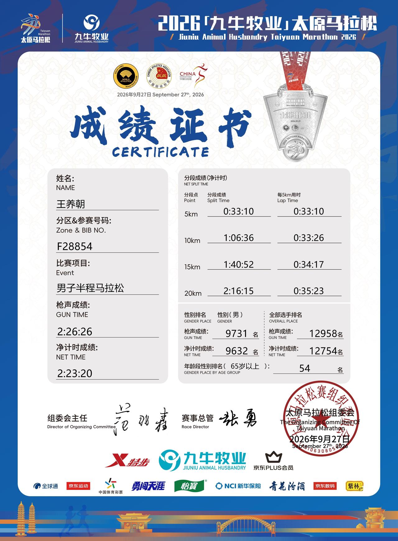上午比赛，下午证书就出来了，这样的马拉松比赛哪里找?
69岁小老头，在22000
