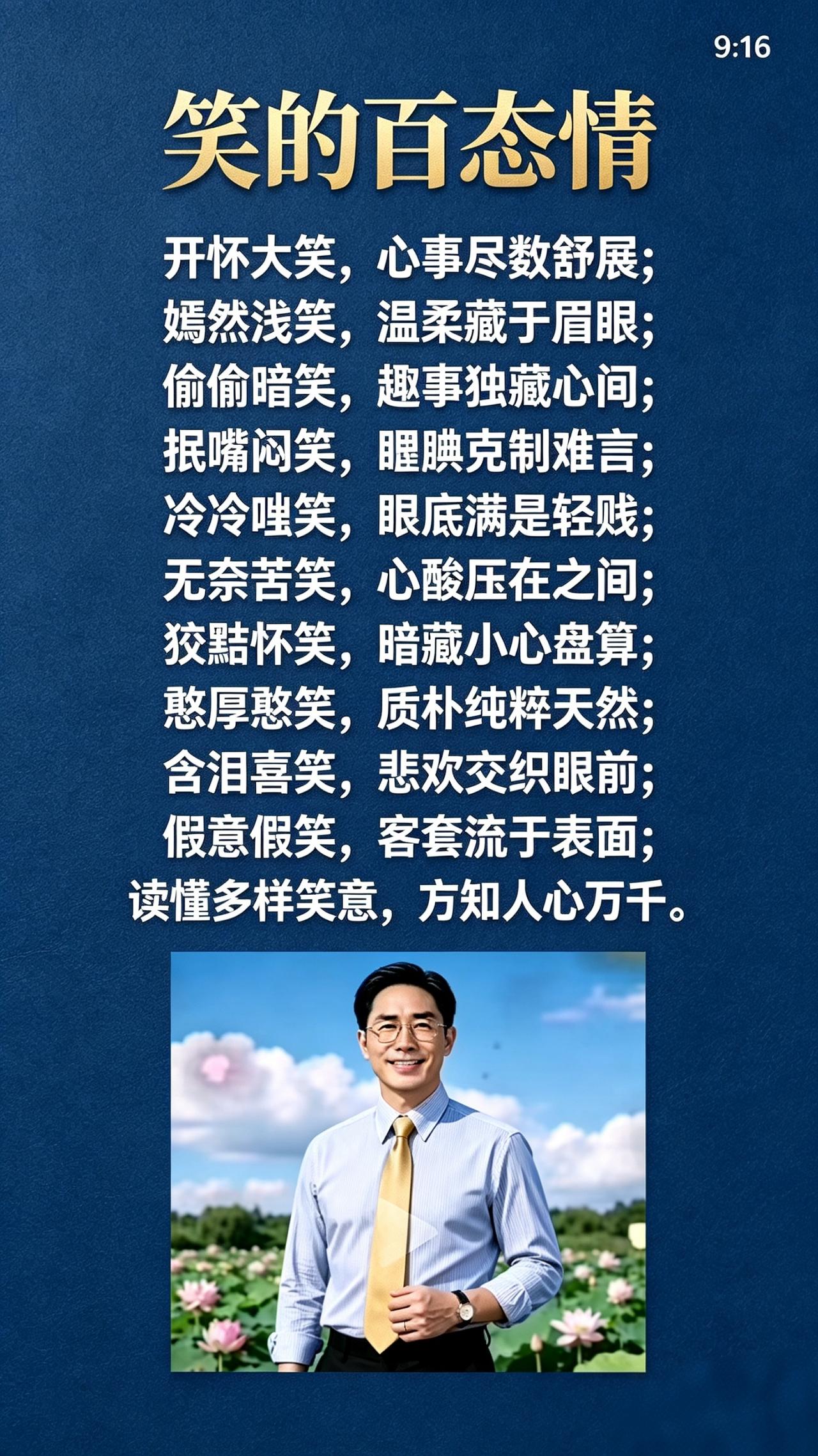 看透世间各类笑容百态，品人情冷暖，读懂笑容背后藏着万千人心