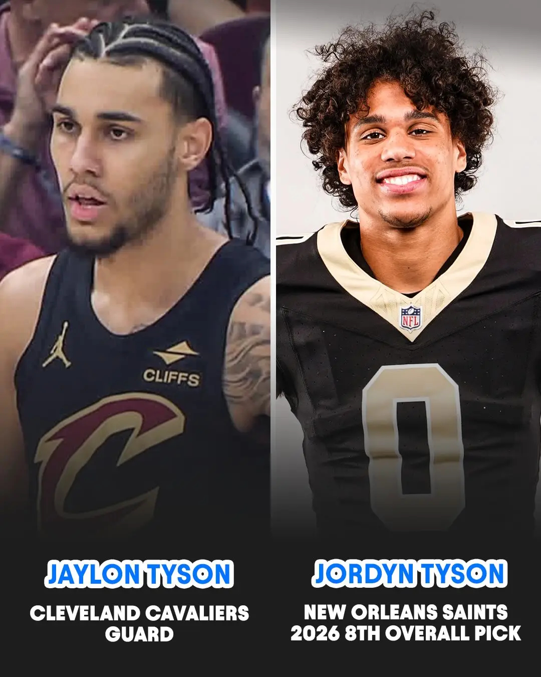下赛季联盟将有三对分别征战NBA和NFL的亲兄弟组合！1️⃣骑士球员杰隆泰森及其