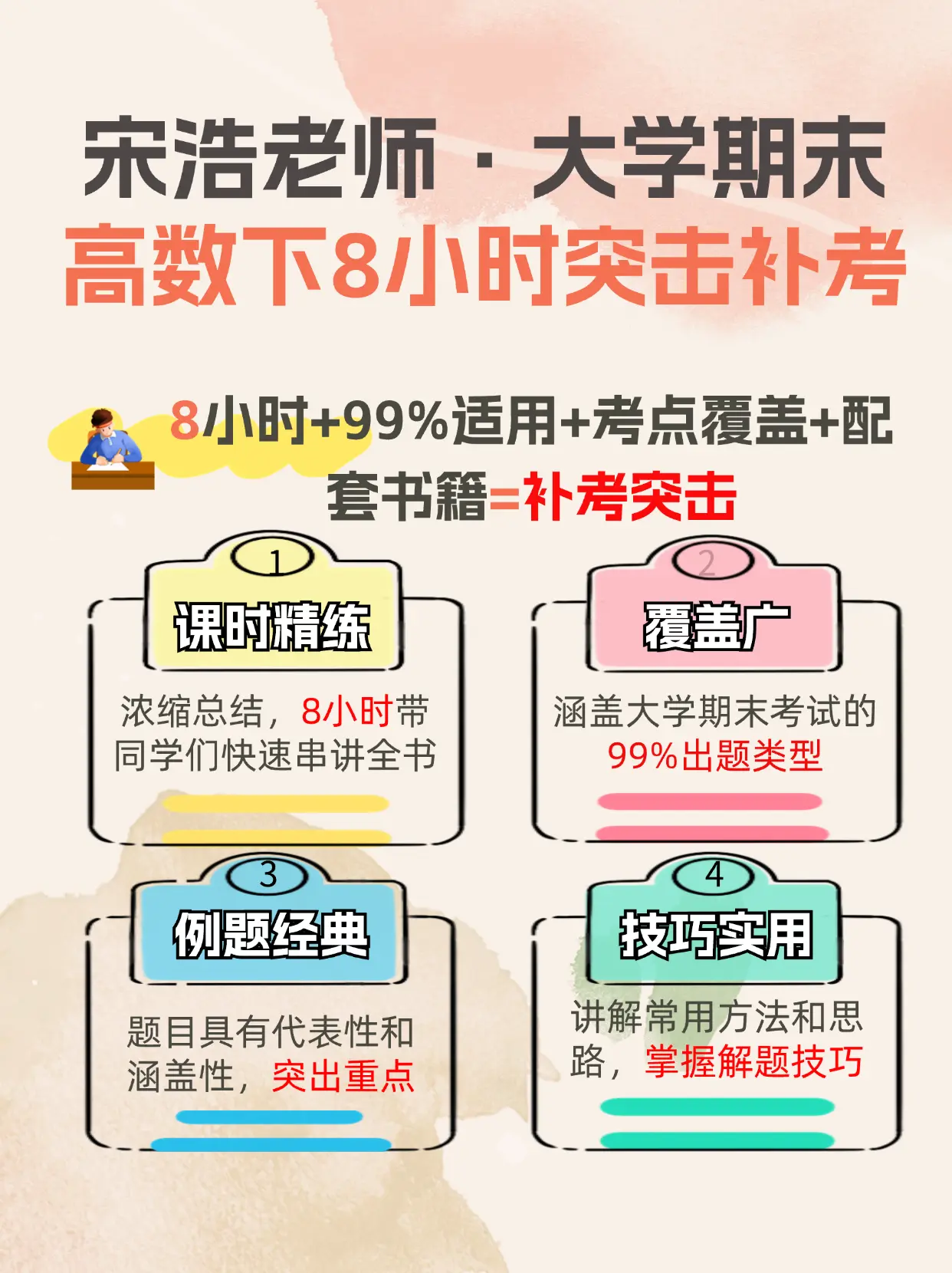 开学补考，高等数学微积分下期末不挂科。