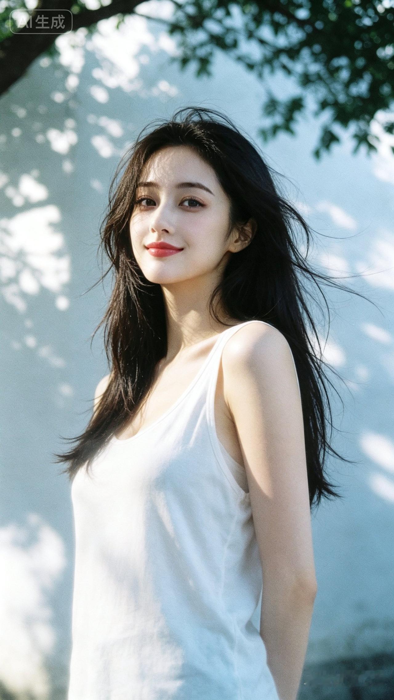 阳光下的温柔微笑，自然美如画