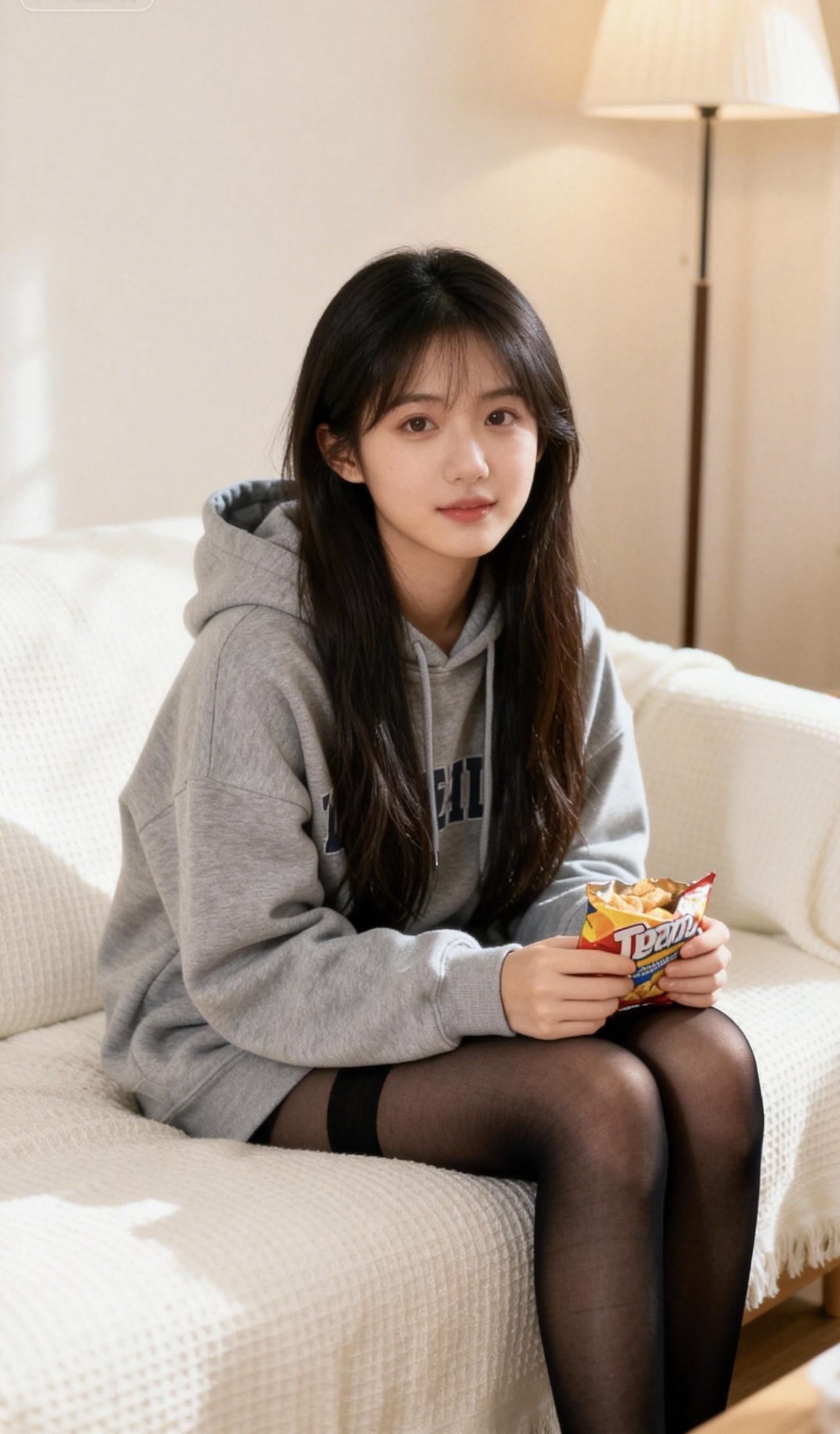 慵懒午后，零食相伴，享受生活的美好时光。