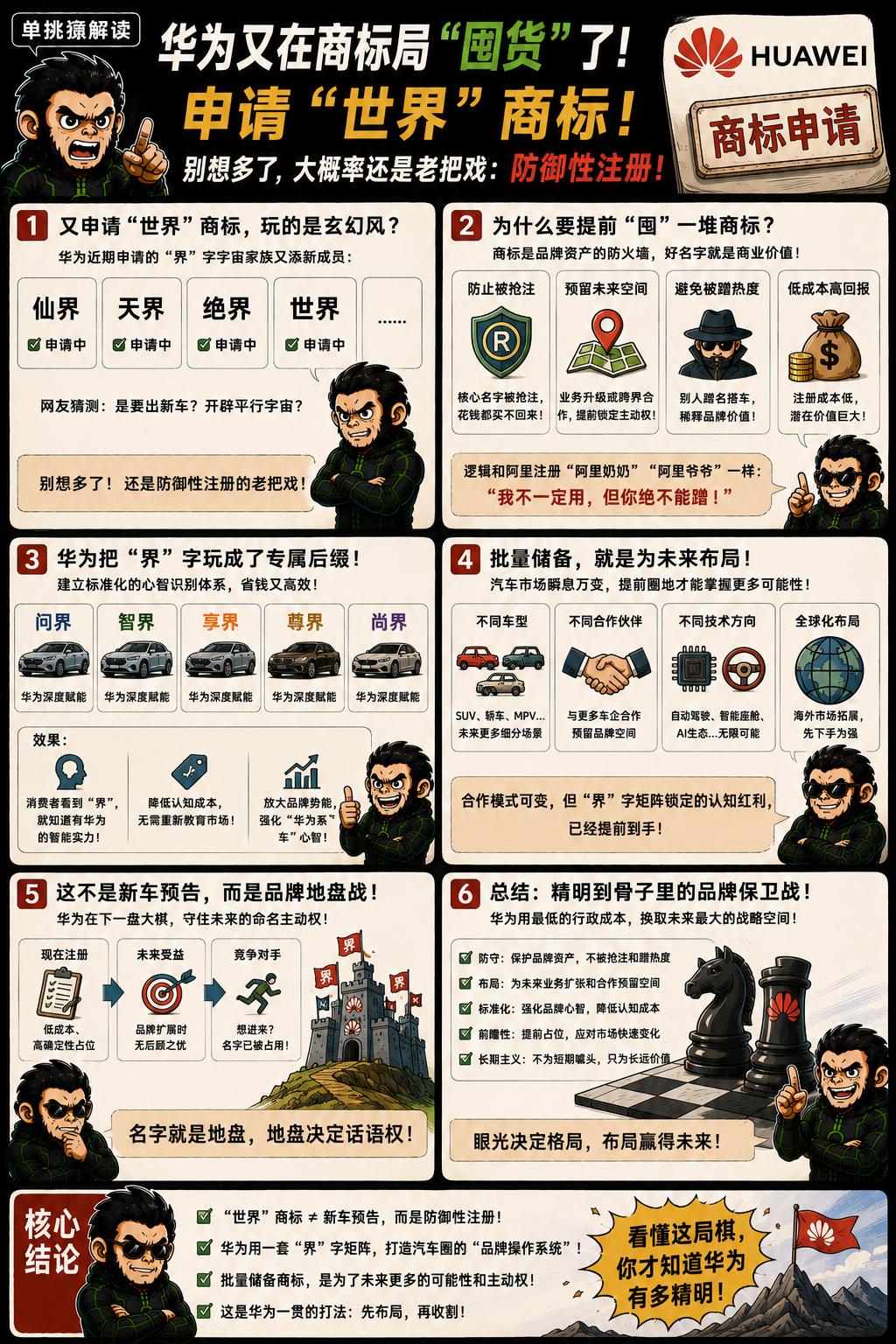 华为又在商标局囤货了。
这次申请的是“世界”商标，配上此前已经排排坐的“仙界”、
