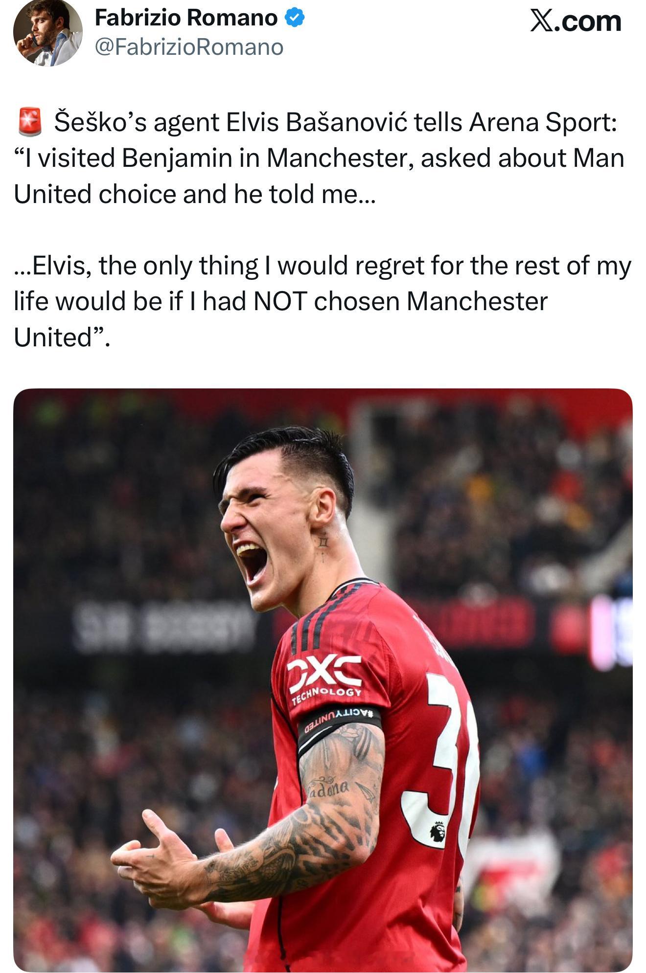 谢什科经纪人：我去曼彻斯特看望了谢什科，问他现在对于选择加盟曼联什么感觉？谢什科