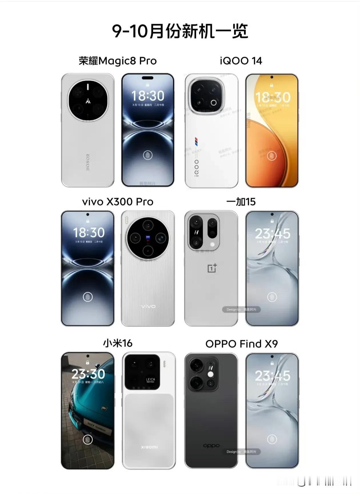 第三季度即将发布的六款国产旗舰新机：

①荣耀Magic8 Pro
②iQOO 