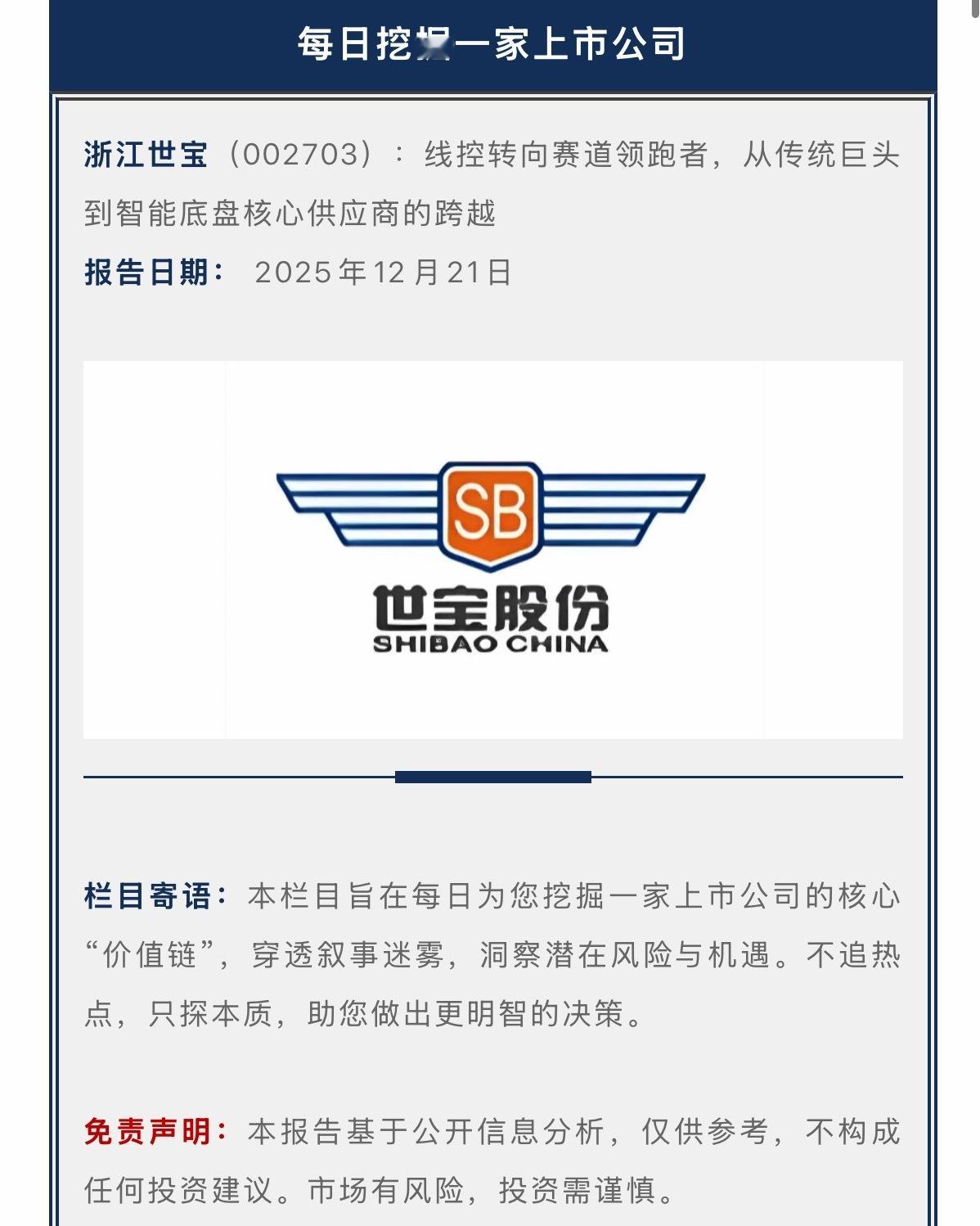 每日挖掘一家上市公司：浙江世宝（002703） 