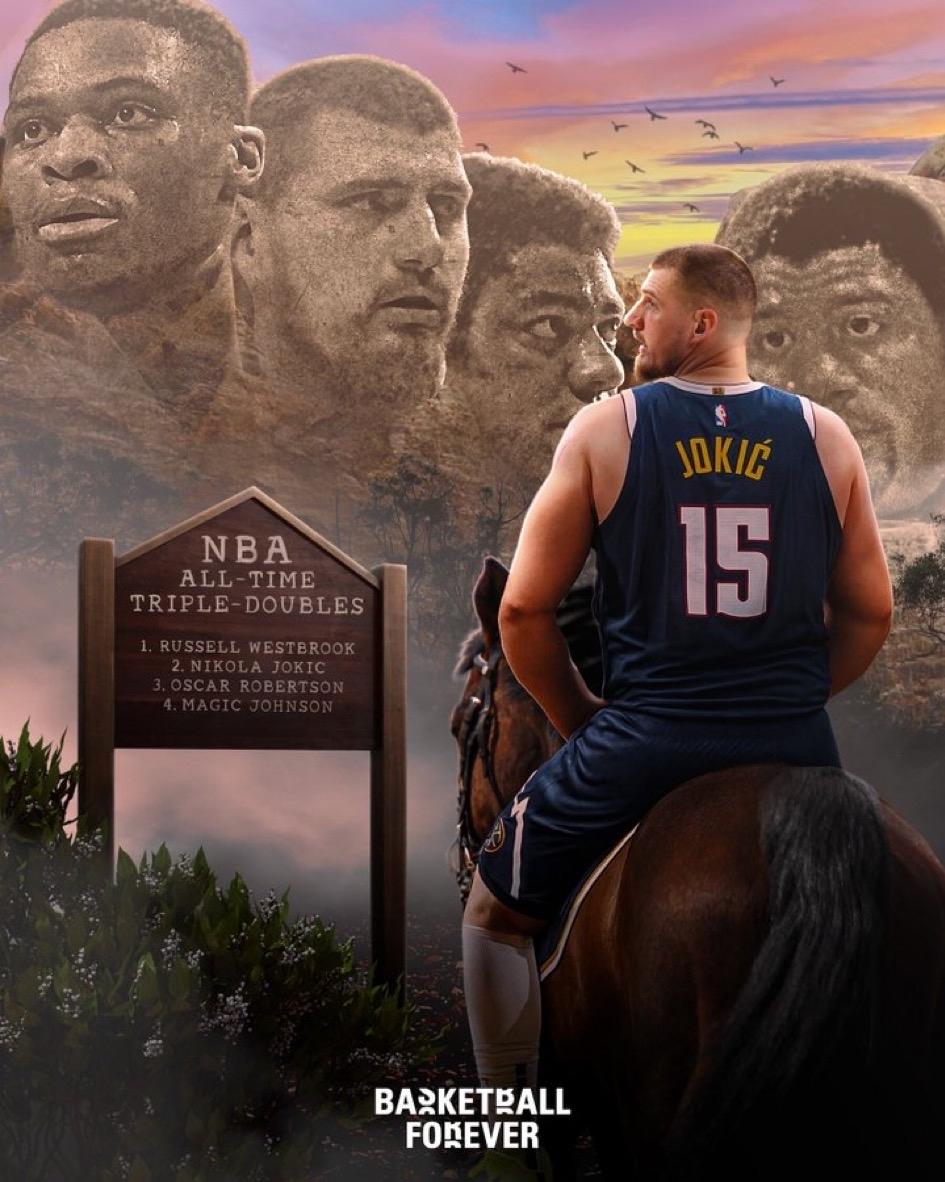 准“四双”！连续4场三双！不可思议！
约老师骑马追威少，历史“三双王”指日可待！