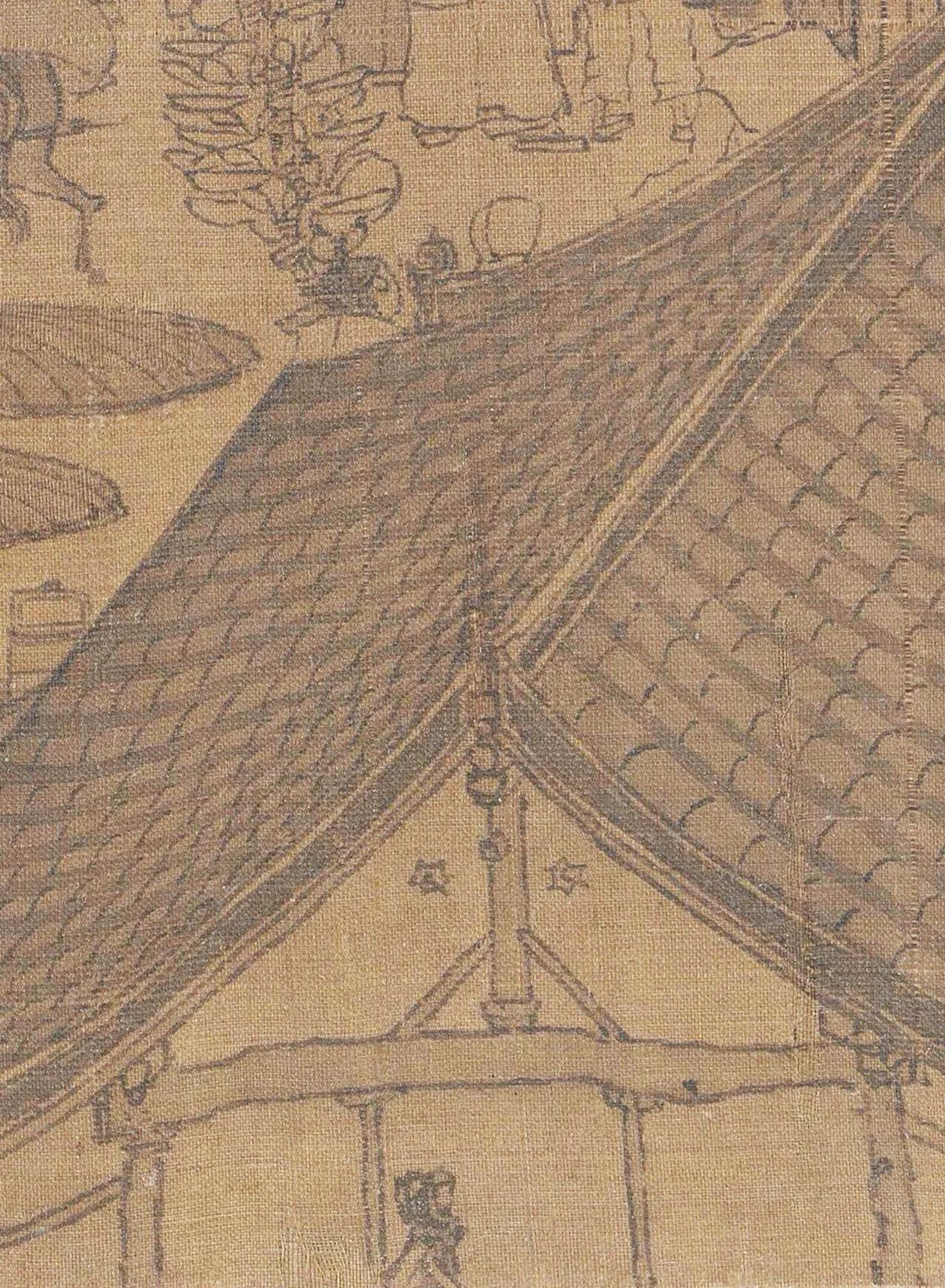 《清明上河图》这处建筑应该是一座粮仓，为什么？因为这座建筑临街有三个人，两个挑夫