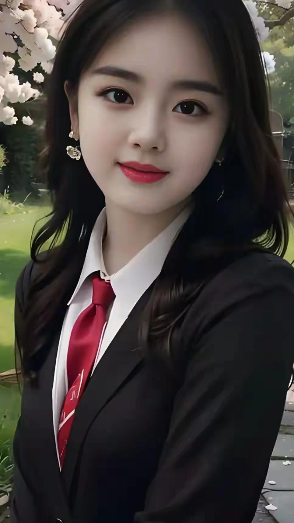 黑色西装经典又百搭，搭配红领带瞬间提亮整体造型，增添一抹活泼与甜美。按照搭配技巧