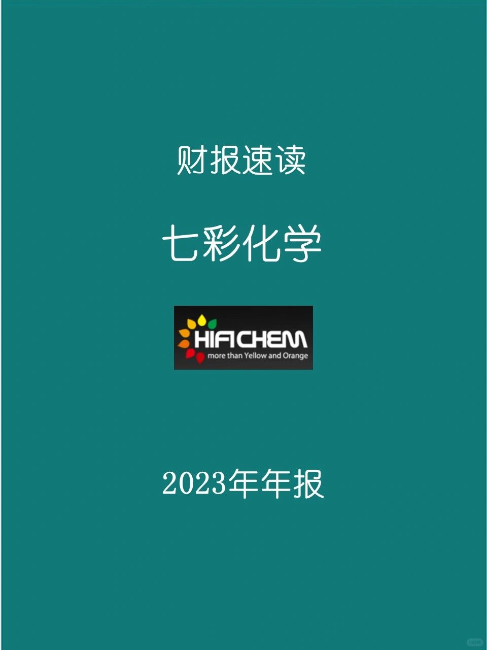 2023年报 | 004 七彩化学