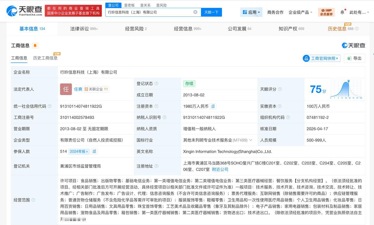 小红书关联公司增资至1980万 增幅1880%

天眼查App显示，近日，小红书